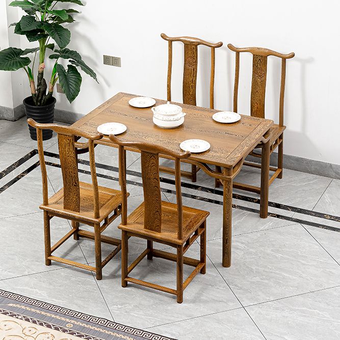 Traditional Style Solid Wood Dining Set with Rectangle Shape Table and 4 Legs Base Clearhalo 'Dining Room Sets' 'Dining Tables & Seating' 'dining_room_set' 'furn' 'furn_dining_room_set' 'Furniture' 'furniture_dining_room_set' 'Kitchen & Dining Furniture' 'kitchen&dining_furn' 'kitchen' 1200x1200_91a88d7c-7115-4ebc-8fb6-75a54876cf02