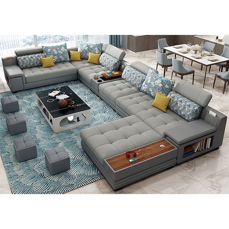161.42"L x 98.43"W x 35.43"H Sofa Pillow Back Sectionals with Storage Clearhalo 'furn' 'furn_sectionals' 'Furniture' 'furniture_sectionals' 'Living Room Furniture' 'Sectionals' 1200x1200_91aac1dc-f926-451f-bdb7-41db308079fd