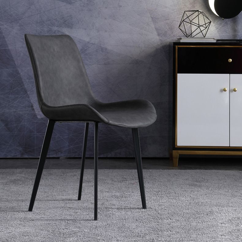 Industrial Indoor Arm Chair Solid Back Metal Upholstered Dining Room Chair Clearhalo ' kitchen&dining_furn' 'Dining Chairs' 'Dining Tables & Seating' 'dining_chair' 'furn' 'furn_dining_chair' 'Furniture' 'furniture_dining_chair' 'Kitchen & Dining Furniture' 'kitchen' 1200x1200_91abedb8-e1da-4e39-bb73-63b84910d196