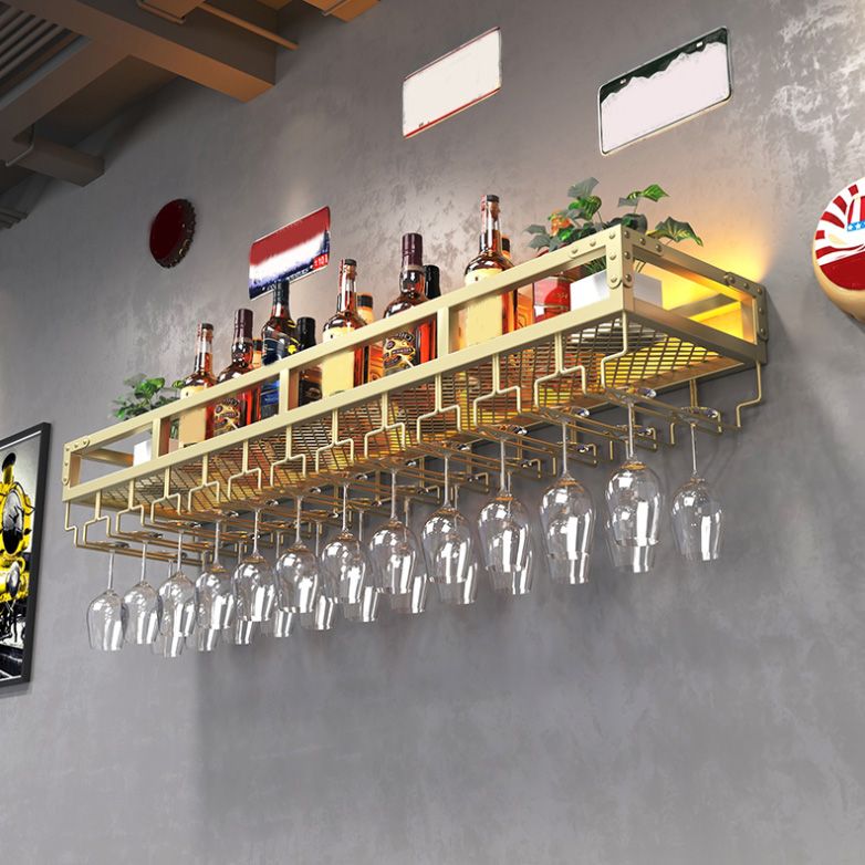 Metal Modern Wine Holder Rack Wall Mounted Wine Bottle & Glass Rack with Stemware Holder Clearhalo 'furn' 'furn_wine_racks' 'Furniture' 'Kitchen & Dining Furniture' 'Wine Racks' 'wine_racks' 1200x1200_91ac05ce-caf4-408b-8217-0e9069f1d83d