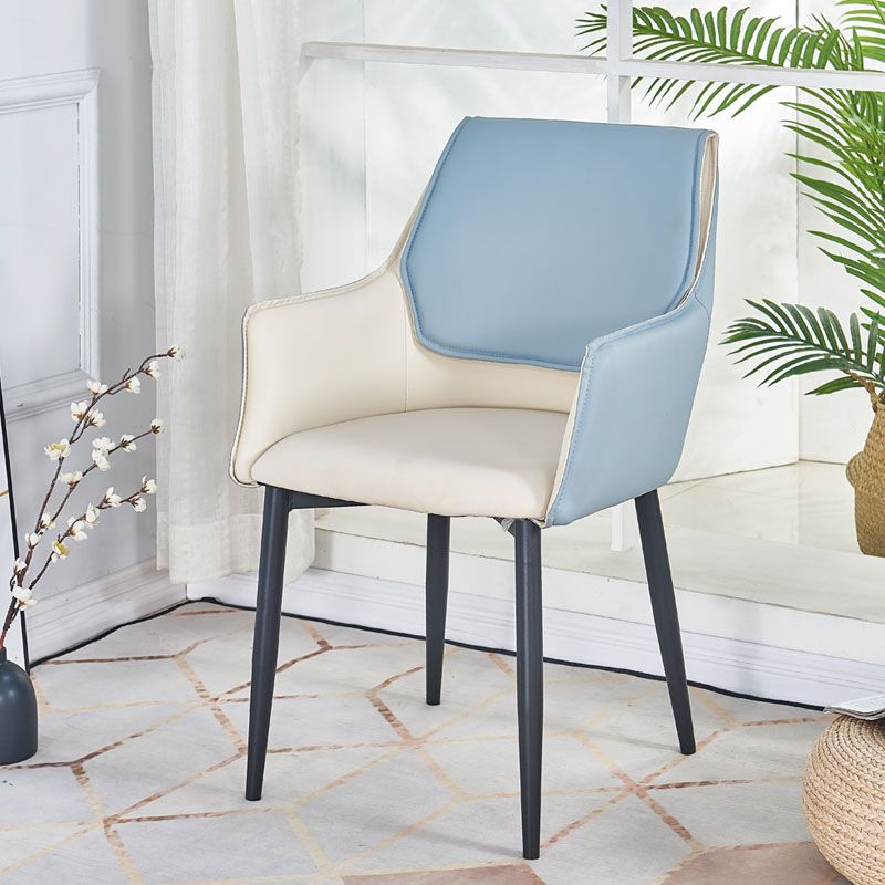 Modern Style Black Metal Arm Chair Upholstered Side Chair for Dining Room Clearhalo 'Dining Chairs' 'Dining Tables & Seating' 'dining_chair' 'furn' 'furn_dining_chair' 'Furniture' 'furniture_dining_chair' 'Kitchen & Dining Furniture' 1200x1200_91ac33a5-aa50-40da-a671-7f126b2226de