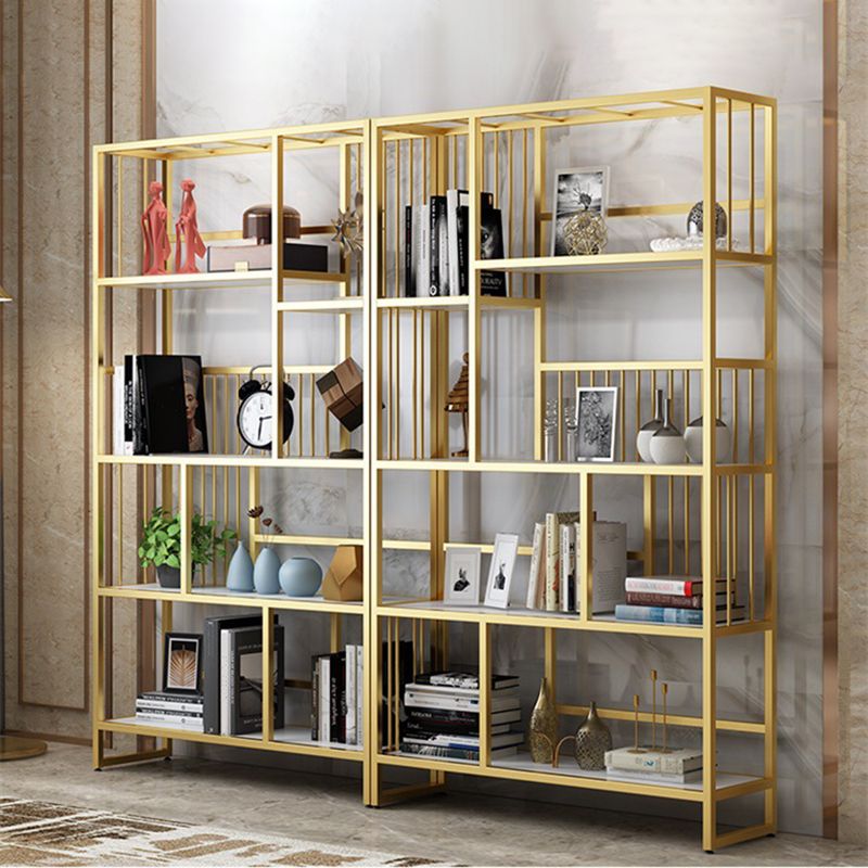 Standard Metal Shelf Bookcase Glam Open Book Shelf with Shelves