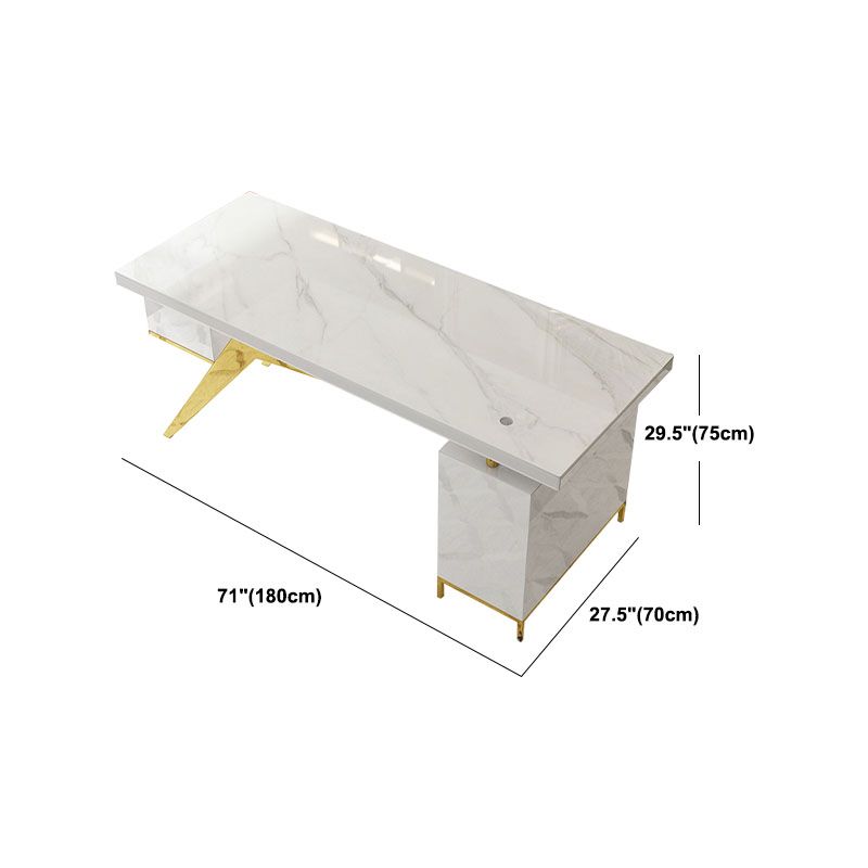 Glam en marbre bureau de bureau armoire de rangement de rangement bureau de piédestal en gris et blanc