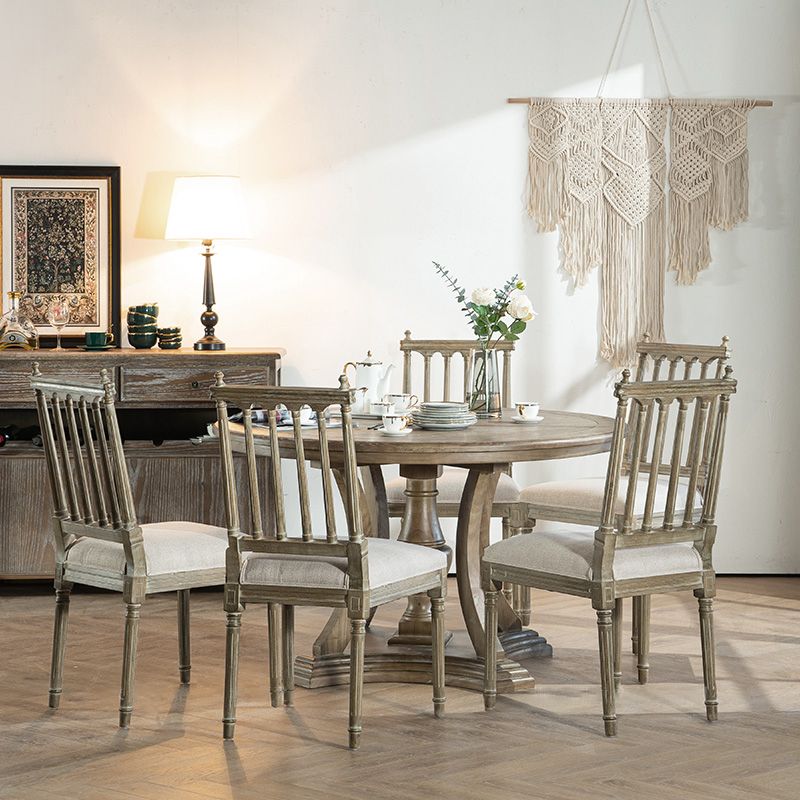 Farmhouse Fabric Dining Chair 40"H Slat Back Side Chair with Wooden Base for Restaurant Clearhalo ' kitchen&dining_furn' 'Dining Chairs' 'Dining Tables & Seating' 'dining_chair' 'furn' 'furn_dining_chair' 'Furniture' 'furniture_dining_chair' 'Kitchen & Dining Furniture' 'kitchen' 1200x1200_91ae1699-b22b-47f8-bc67-c96274882e29