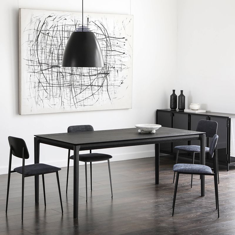 Modern Black Solid Wood Dining Table Rectangle Kitchen Dining Table with 4 Legs Base Clearhalo ' dining_table' 'Dining Tables & Seating' 'Dining Tables' 'Furniture' 'furniture_dining_table' 'Kitchen & Dining Furniture' 'kitchen&dining_furn' 'kitchen' 'kitchen_dining_table' 1200x1200_91ae6eac-cb12-4b58-a393-3a4fc1c0b6d2