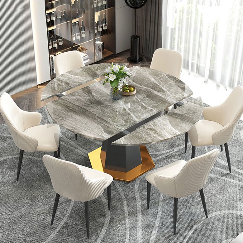53.1''L Traditional Luxury Dining Table White Sintered Stone Round Table for Home Clearhalo ' dining_table' 'Dining Tables & Seating' 'Dining Tables' 'furn' 'furn_dining_table' 'Furniture' 'furniture_dining_table' 'Kitchen & Dining Furniture' 'kitchen&dining_furn' 'kitchen' 'kitchen_dining_table' 1200x1200_91ae8a28-0f21-41b6-8afd-40e42c342798