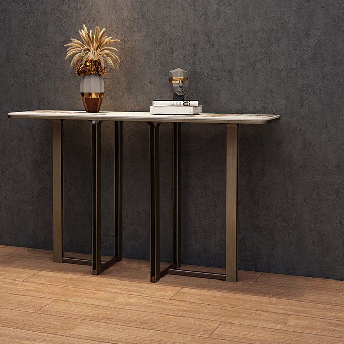 Stone Rectangle Console Tabla 1 Estante 33.46 "Mesa de altura de altura para Hall