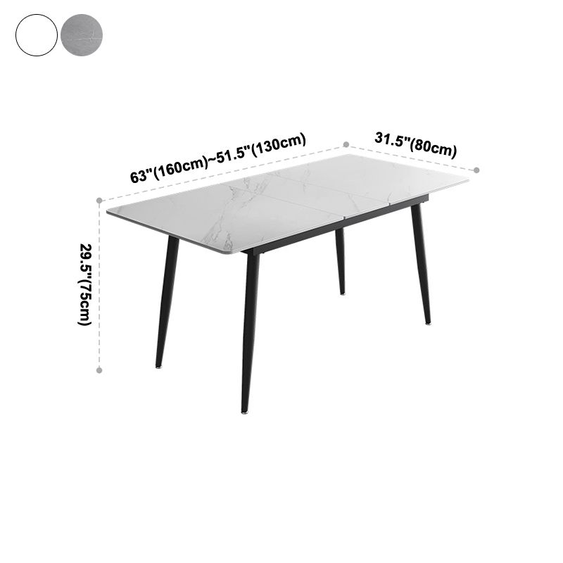 63''L Industrial Sintered Stone Table Extendable Rectangle Dining Table for Kitchen Clearhalo ' dining_table' 'Dining Tables & Seating' 'Dining Tables' 'furn' 'furn_dining_table' 'Furniture' 'furniture_dining_table' 'Kitchen & Dining Furniture' 'kitchen&dining_furn' 'kitchen' 'kitchen_dining_table' 1200x1200_91b9d8cf-f17f-4c84-bdf3-a8249885927f