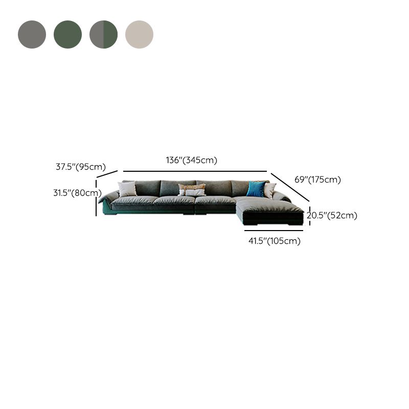 Contemporary Stationary Fabric Living Room Flared Arm Pillows Seating Clearhalo 'furn' 'furn_sectionals' 'Furniture' 'Living Room Furniture' 'Sectionals' 1200x1200_91ba3121-e7ca-429f-a5bd-dd26cbe2982c