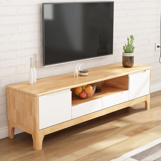Console TV in legno in gomma moderna Console Open Storage TV con 2 porte, 15 "D x 19" H