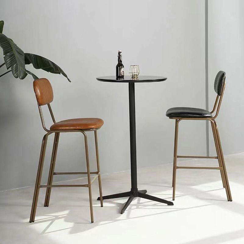 Industrial Metal Barstool Faux Leather Footrest Low Back Counter Stool with Iorn 4 Legs Clearhalo 'Bar Furniture' 'Bar Stools' 'bar_stools' 'furn' 'furn_bar_stools' 'Furniture' 'Kitchen & Dining Furniture' 1200x1200_91be7f39-0b49-4442-9f4f-f70239256da4
