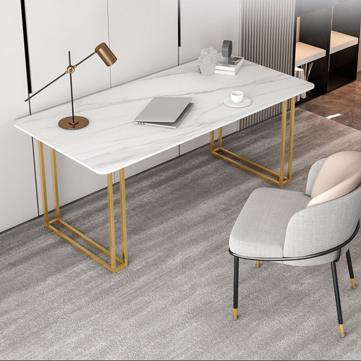 Glam Stone gebogen kantoorbureau 29.53 "Tall Sled Base Writing Desk