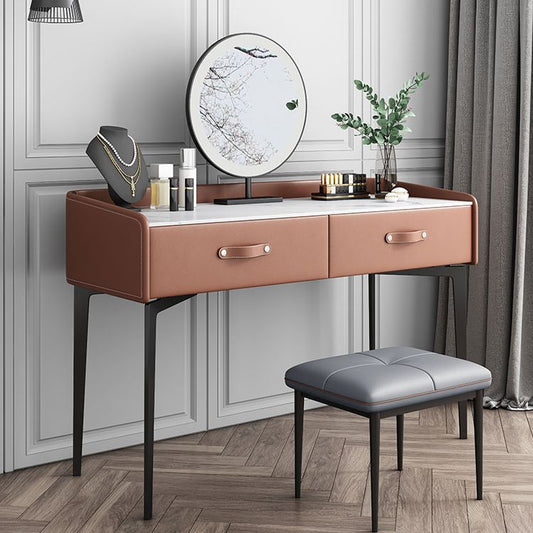 Faux Leder Waschtisch und Hocker in Orange/Grau -Schminktisch