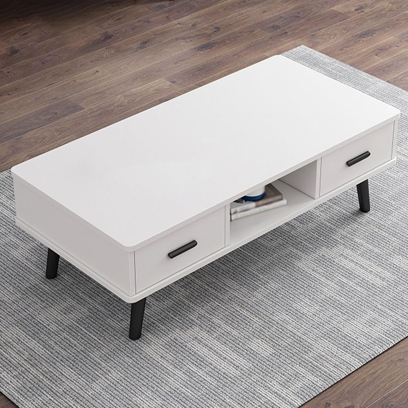 Rectangular with 2 Drawers Coffee Table Scandinavian Wood Cocktail Table Clearhalo 'Coffee & Accent Tables' 'Coffee Tables' 'coffee_tables' 'furn' 'furn_coffee_tables' 'Furniture' 'Living Room Furniture' 1200x1200_91bf8065-7251-4889-86ed-d359dad87b24