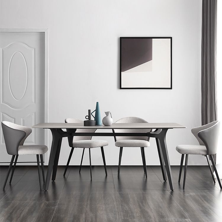 Industrial Sintered Stone Grey Table for Restaurant Rectangle Dining Table with 4 Legs Clearhalo 'Dining Tables & Seating' 'Dining Tables' 'dining_table' 'furn' 'furn_dining_table' 'Furniture' 'furniture_dining_table' 'Kitchen & Dining Furniture' 'kitchen' 'kitchen_dining_table' 1200x1200_91c05b3c-391f-4df1-af43-dde2e5e25199
