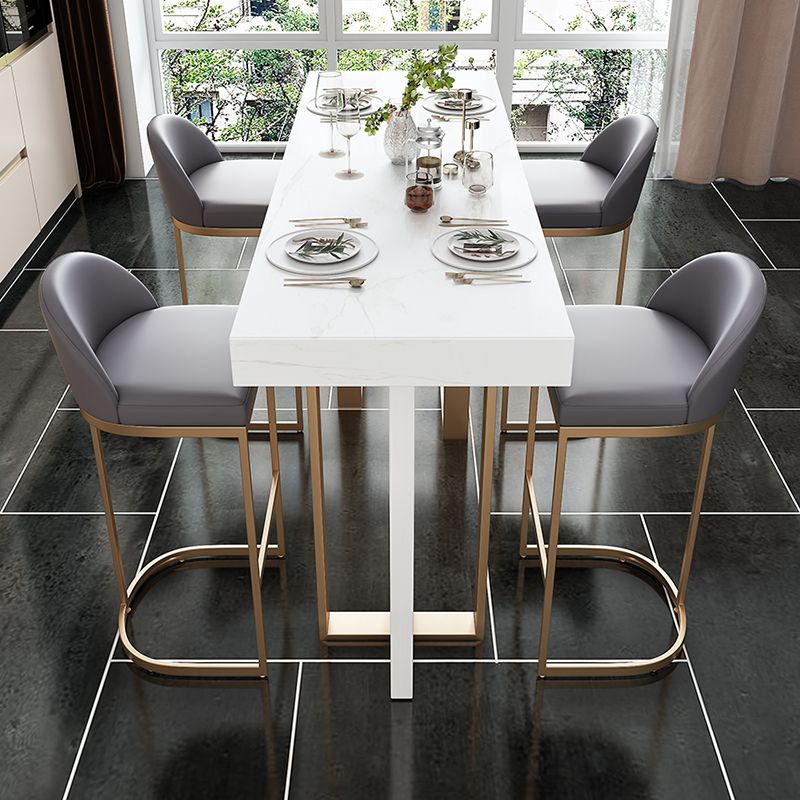 Stone Bar Dining Table Glam Rectangle Bar Table with 3 Legs Pedestal for Dining Room Clearhalo 'Bar Furniture' 'Bar Tables' 'bar_tables' 'furn' 'furn_bar_tables' 'Furniture' 'furniture_bar_tables' 'Kitchen & Dining Furniture' 1200x1200_91c3f2ac-b386-4425-b9ba-65a900b73766