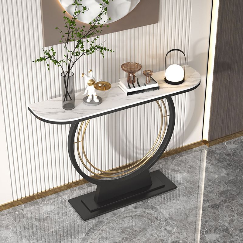 Tavolo da console resistente alla mezza luna ardesia glam