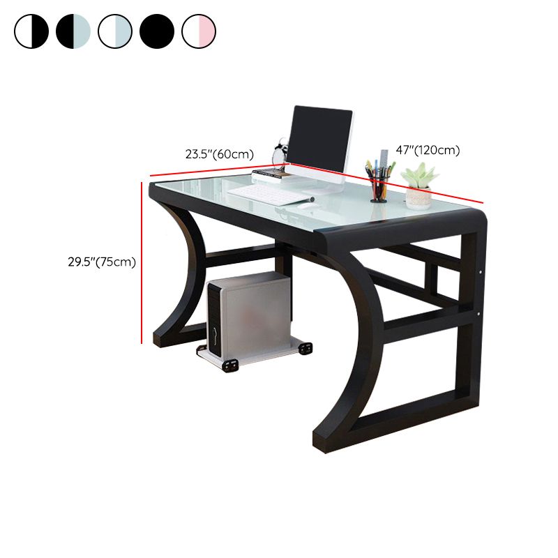 Glass Top Rectangular Gaming Desk 29.53 Inch Tall Sled Base Computer Desk Clearhalo 'furn' 'furn_office_desk' 'Furniture' 'Office Desks' 'Office Furniture' 'office_desk' 1200x1200_91c7dbb7-51ed-4018-8980-3054135397fb