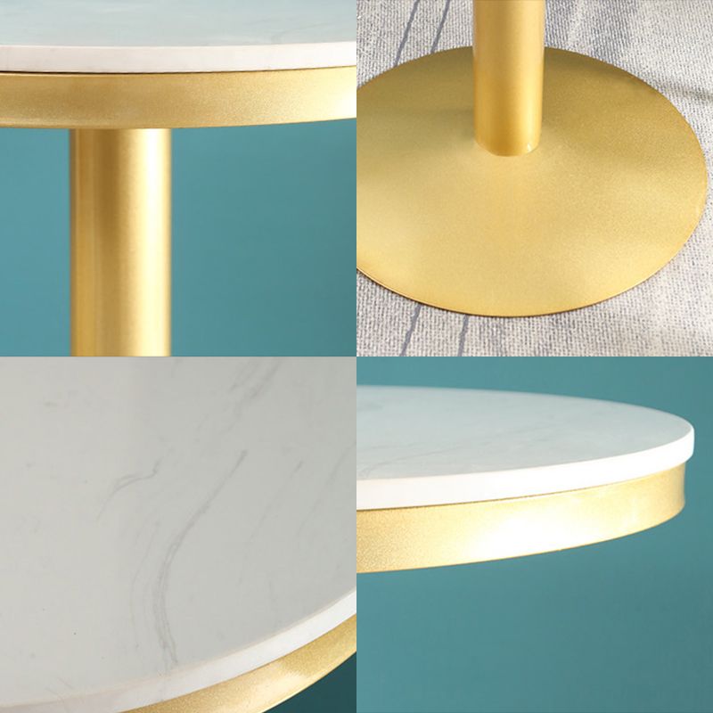 Glam Round Faux Marble Bistro Table Indoor Gold Iron Bar Dining Table with Single Pedestal Clearhalo 'Bar Furniture' 'Bar Tables' 'bar_tables' 'furn' 'furn_bar_tables' 'Furniture' 'furniture_bar_tables' 'Kitchen & Dining Furniture' 'kitchen&dining_furn' 'kitchen' 1200x1200_91c9f948-4c60-4083-bc30-6214f397fa00