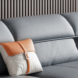 Grijze faux lederen sectionals 34.6 "h flared arm sectionals voor woonkamer