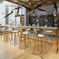 Glam Wood Bar Table with Rectangle Table Top Gold Trestle Table - 42" H Clearhalo 'Bar Furniture' 'Bar Tables' 'bar_tables' 'furn' 'furn_bar_tables' 'Furniture' 'furniture_bar_tables' 'Kitchen & Dining Furniture' 1200x1200_91cd8b2b-e82f-47b5-9385-0345115b29ff