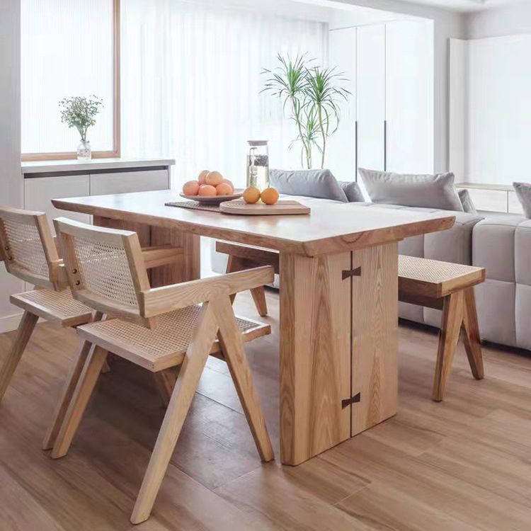 Tavolo da pranzo rettangolare in legno cenere contemporaneo doppio piedistallo