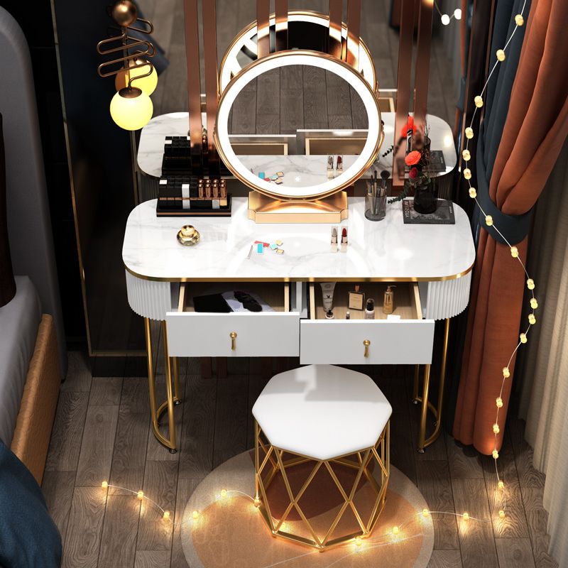 Modern White With Drawer Lighted Mirror Bedroom Dressing Table