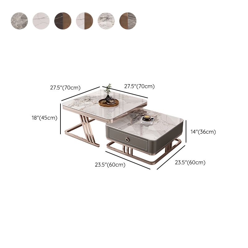Square Coffee Table Glass Top Coffee Table Set with Golden Legs Clearhalo 'Coffee & Accent Tables' 'Coffee Tables' 'coffee_tables' 'furn' 'furn_coffee_tables' 'Furniture' 'Living Room Furniture' 1200x1200_91d14e8f-3923-4259-8de8-6f73a6468a48