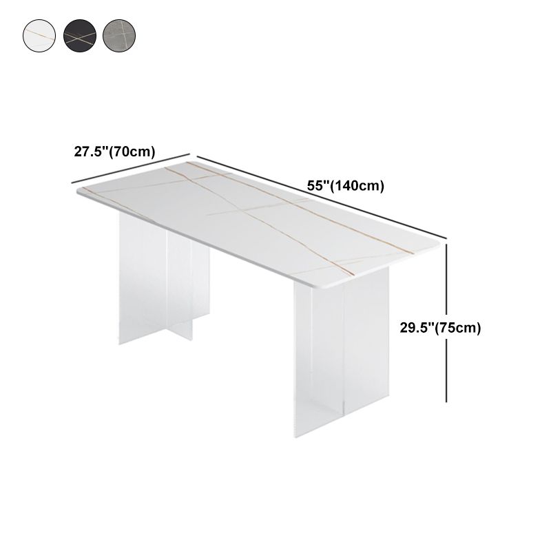 Dining Room Modern Dinette Table Rectangle Acrylic Double Pedestal Dining Table Clearhalo 'Dining Tables & Seating' 'Dining Tables' 'dining_table' 'furn' 'furn_dining_table' 'Furniture' 'furniture_dining_table' 'Kitchen & Dining Furniture' 'kitchen' 'kitchen_dining_table' 1200x1200_91d3972c-e41d-40f1-be91-ab6c79e6d242