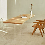 Modern Solid Wood Dining Table Natural Finish Table with Acrylic Base Clearhalo 'Dining Tables & Seating' 'Dining Tables' 'dining_table' 'furn' 'furn_dining_table' 'Furniture' 'Kitchen & Dining Furniture' 1200x1200_91d91754-87d4-4948-99a7-99d8831db2fb