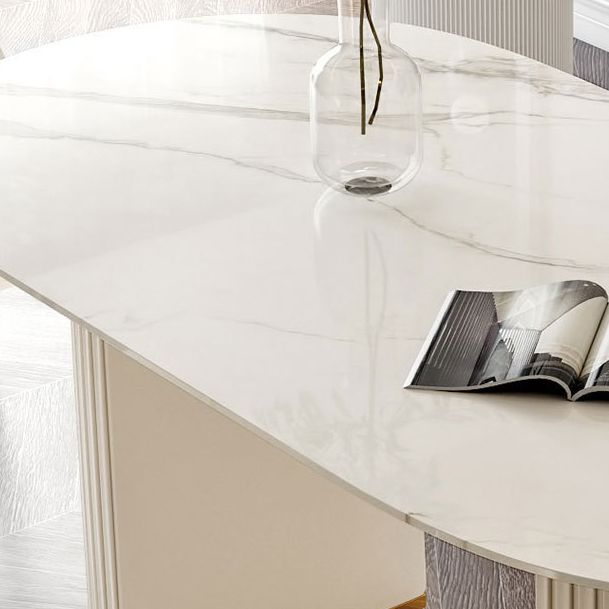 Glam 1/2/5/6/7 Pieces Dining Set Oval Shape Sintered Stone Dining Table Set Clearhalo 'Dining Room Sets' 'Dining Tables & Seating' 'dining_room_set' 'furn' 'furn_dining_room_set' 'Furniture' 'furniture_dining_room_set' 'Kitchen & Dining Furniture' 1200x1200_91d96727-84ae-43c5-b416-35bc3d923700