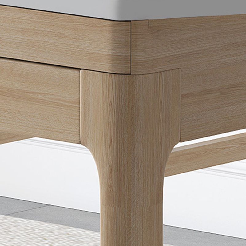 Modern Dining Round Table Stone Table with Wooden Legs for Home