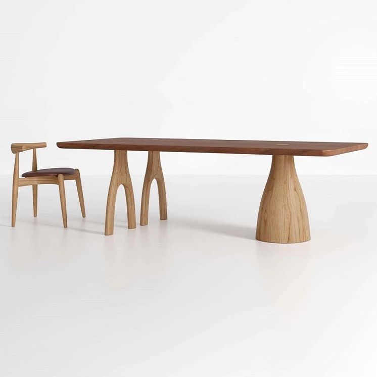 Mesa de comedor de madera sólida mesa de rectángulo marrón de estilo contemporáneo para cocina en casa