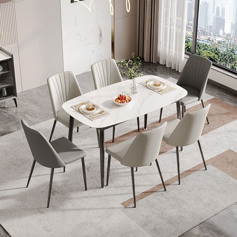 Mattes Finish Stone Esstisch Set für zu Hause 02.05.7 PCs Modernes Dinette Set