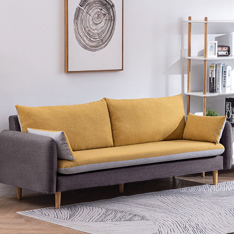 Modern Wood Legs Fabric Sofa Standard Square Arm Loose Back Sofa Clearhalo 'furn' 'furn_sofas' 'Furniture' 'furniture_sofas' 'kitchen' 'kitchen_sofas' 'Living Room Furniture' 'Sofa' 'sofas' 1200x1200_91e417ba-2b68-4fee-a71c-737eb64b0f87