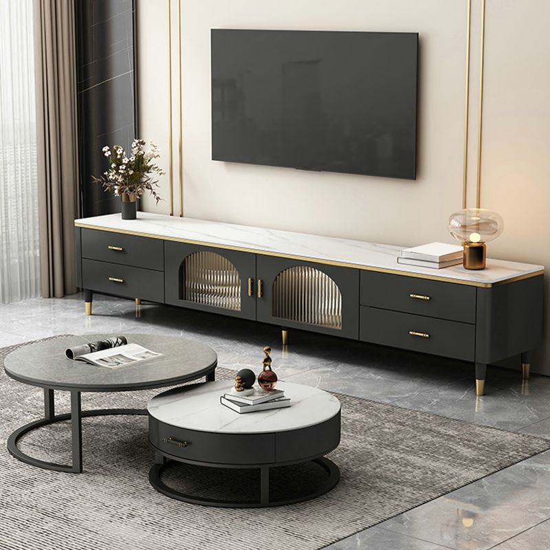 Stone TV Media Stand Console Modern TV Console for Living Room Clearhalo 'furn' 'furn_tv_stands_entertainment_centers' 'Furniture' 'Living Room Furniture' 'TV Stands & Entertainment Centers' 'TV Stands & Media Storage Furniture' 'tv_stands_entertainment_centers' 1200x1200_91e4cd58-86f0-4315-be3a-104e66add226