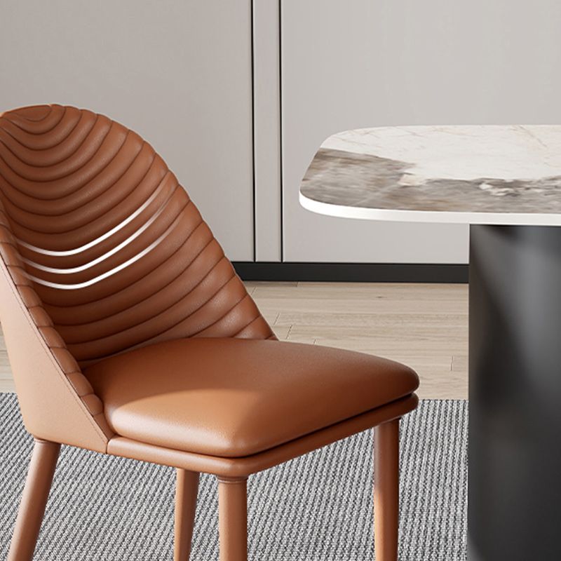 Minimalist Style Solid Back Armless Dining Chairs Leather Dining Chairs Clearhalo 'Dining Chairs' 'Dining Tables & Seating' 'dining_chair' 'furn' 'furn_dining_chair' 'Furniture' 'Kitchen & Dining Furniture' 1200x1200_91e4cda6-d079-494c-b244-d7aeeea6223f