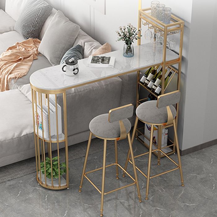 Woonkamer pubhoogte eettafel marmeren moderne bistro tafel met wijnrek
