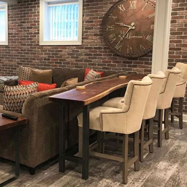 Brown Modern Style Table in Solid Wood and Metal Balcony Bar Table Clearhalo 'Bar Furniture' 'Bar Tables' 'bar_tables' 'Furniture' 'furniture_bar_tables' 'Kitchen & Dining Furniture' 1200x1200_91eaba8e-8383-494b-9479-9b713d1a8144
