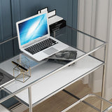Glass Rectangular Writing Desk Contemporary Style Office Desk with Storage Shelves Clearhalo 'furn' 'furn_office_desk' 'Furniture' 'Office Desks' 'Office Furniture' 'office_desk' 1200x1200_91ebcc77-8743-4d5f-89bd-888cb8697073
