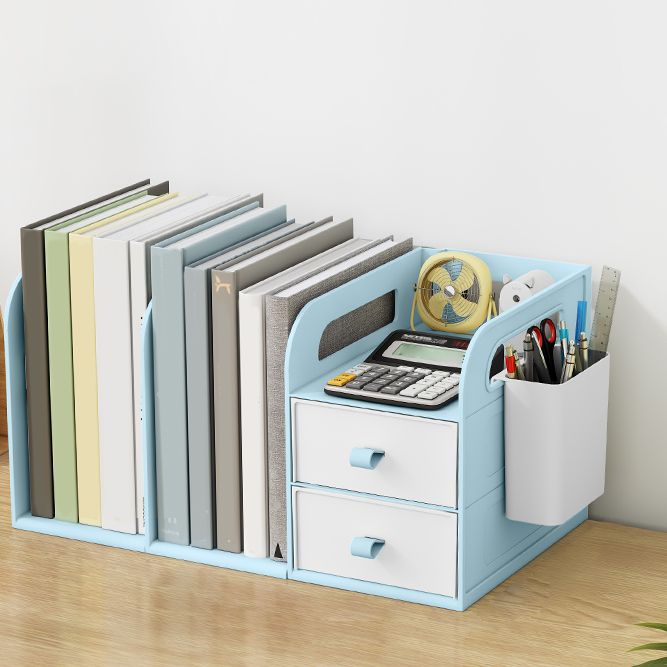 Modern Standard Plastic Bookcase Closed Back Bookshelf for Desk