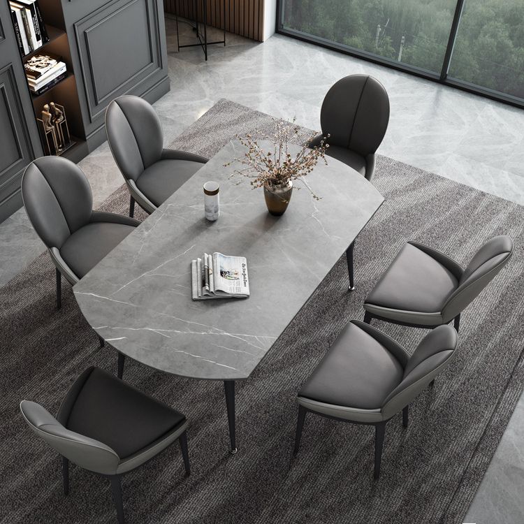 Extendable Modern Dining Room Set with Sintered Stone Top and Black Leg Formal Table Set Clearhalo 'Dining Room Sets' 'Dining Tables & Seating' 'dining_room_set' 'furn' 'furn_dining_room_set' 'Furniture' 'furniture_dining_room_set' 'Kitchen & Dining Furniture' 'kitchen&dining_furn' 'kitchen' 1200x1200_91ee50f1-a773-40ec-b3f7-9b186d5c5618