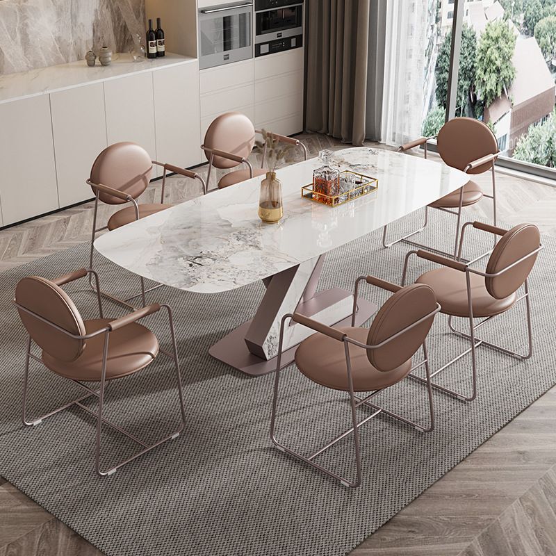 Luxury Sintered Stone Top Dining Set Rectangle 1/4/5/7 Pieces Dining Room Table Set Clearhalo 'Dining Room Sets' 'Dining Tables & Seating' 'dining_room_set' 'furn' 'furn_dining_room_set' 'Furniture' 'furniture_dining_room_set' 'Kitchen & Dining Furniture' 1200x1200_91ee7853-5bf5-4709-a307-bca8f687a1b5
