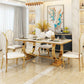Mesa de comedor Glam Dining de imitación de mármol, mesa rectangular con base de metal para uso doméstico