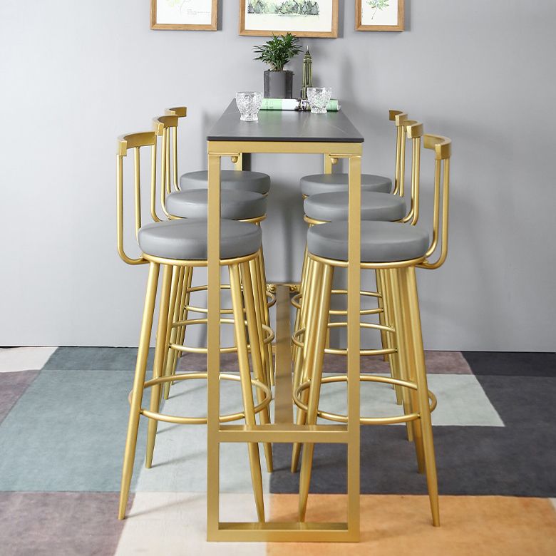 Stone Top Bar Stool Table Glam Style Pub Table with Gold Legs Clearhalo 'Bar Furniture' 'Bar Tables' 'bar_tables' 'furn' 'furn_bar_tables' 'Furniture' 'Kitchen & Dining Furniture' 1200x1200_91efd2b1-0138-4cf8-92d8-7c03836a2eb5