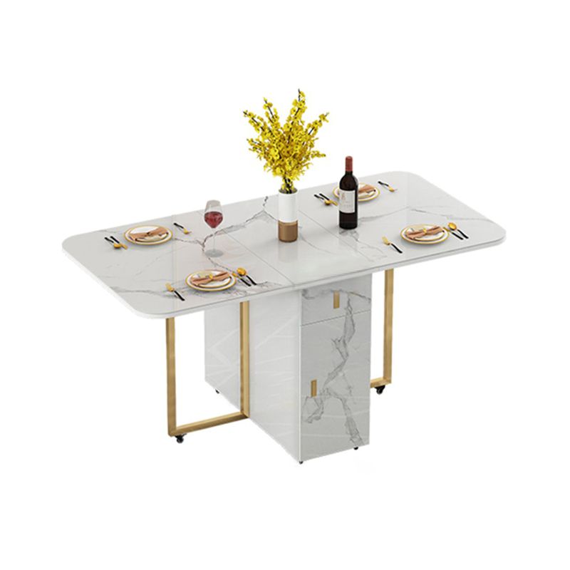 Modern Style Dining Table White Sintered Stone Drop-Leaf Dining Table for Home Use Clearhalo ' dining_table' 'Dining Tables & Seating' 'Dining Tables' 'furn' 'furn_dining_table' 'Furniture' 'furniture_dining_table' 'Kitchen & Dining Furniture' 'kitchen&dining_furn' 'kitchen' 'kitchen_dining_table' 1200x1200_91efd817-3888-4d89-91af-2f07ec122f54