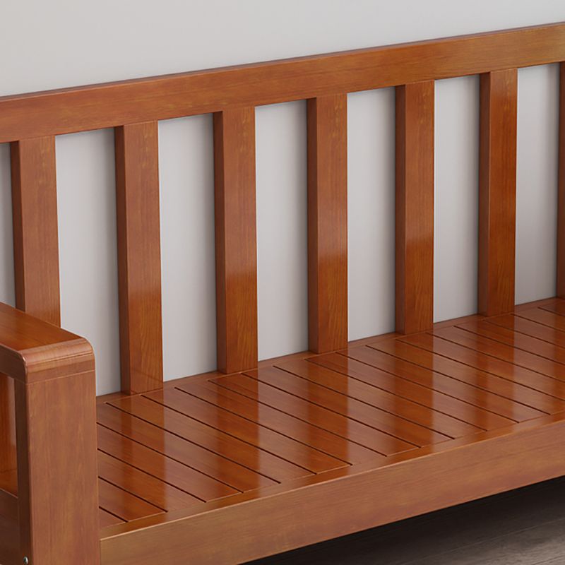 Moderne boerderijbank in massief hout met vierkante armen voor woonkamer