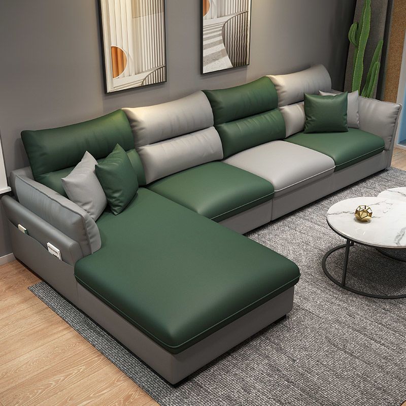 Mid Century Modern Faux Feather 4-seat Sofa & Chaise For Living Room Clearhalo 'furn' 'furn_sectionals' 'Furniture' 'Living Room Furniture' 'Sectionals' 1200x1200_91f2c46b-47e9-492d-a196-4f106029d0f7