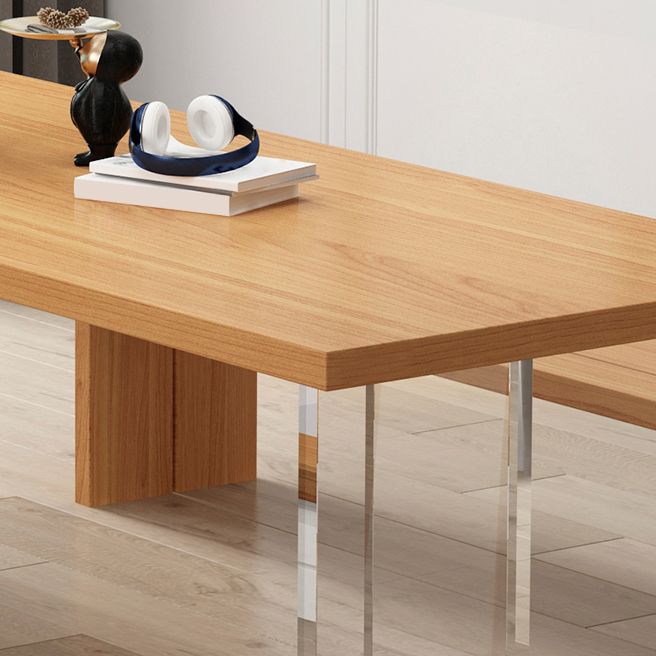 Modern Wood Table in Brown for Restaurant Rectangle Table with Acrylic Base Clearhalo 'Dining Tables & Seating' 'Dining Tables' 'dining_table' 'furn' 'furn_dining_table' 'Furniture' 'furniture_dining_table' 'Kitchen & Dining Furniture' 1200x1200_91f41507-8ae6-49db-9a76-dc6b7dae4eae