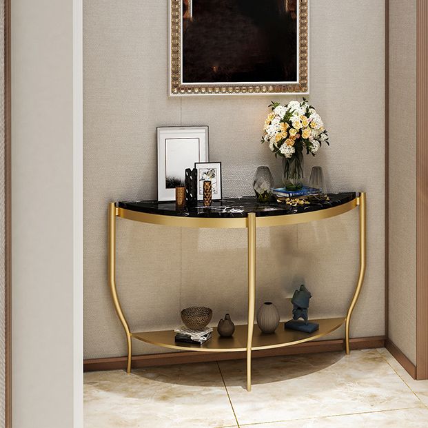 Marmor Half Moon Konsole Tabelle 2-Shelf 33,46 "hoher Akzenttisch für die Halle